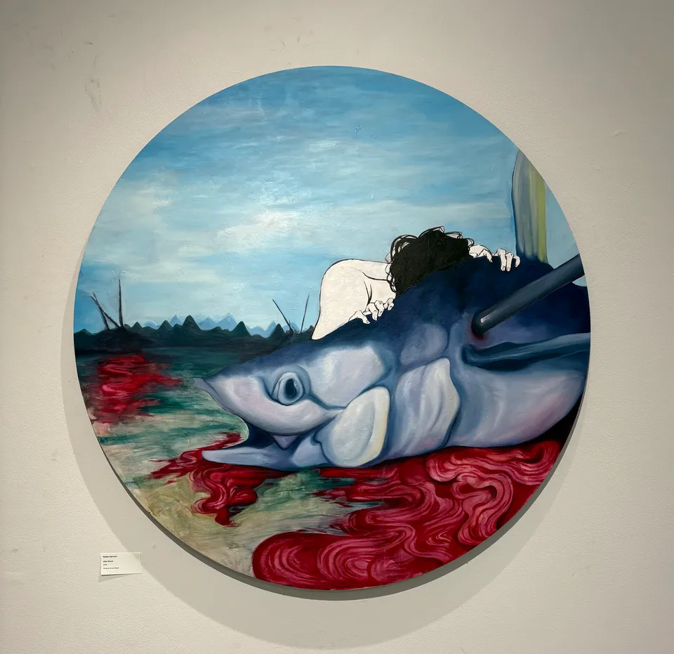 After Shock (2025) — oil and ink on wood