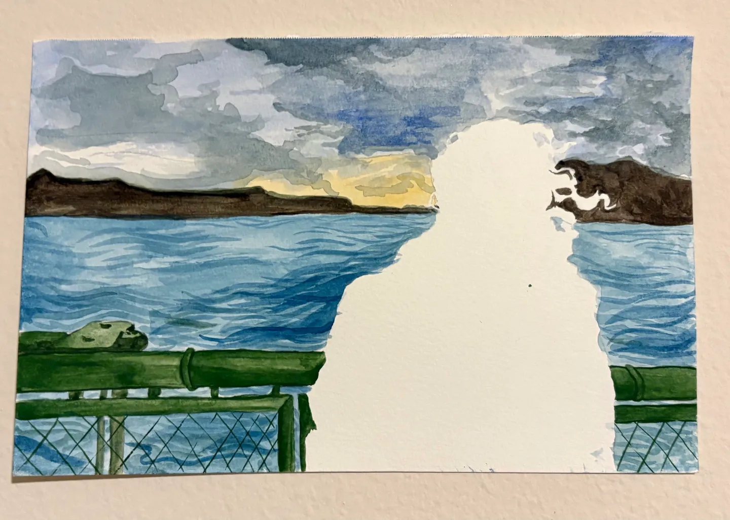 Commuter's Rest (2025) — watercolor on paper
