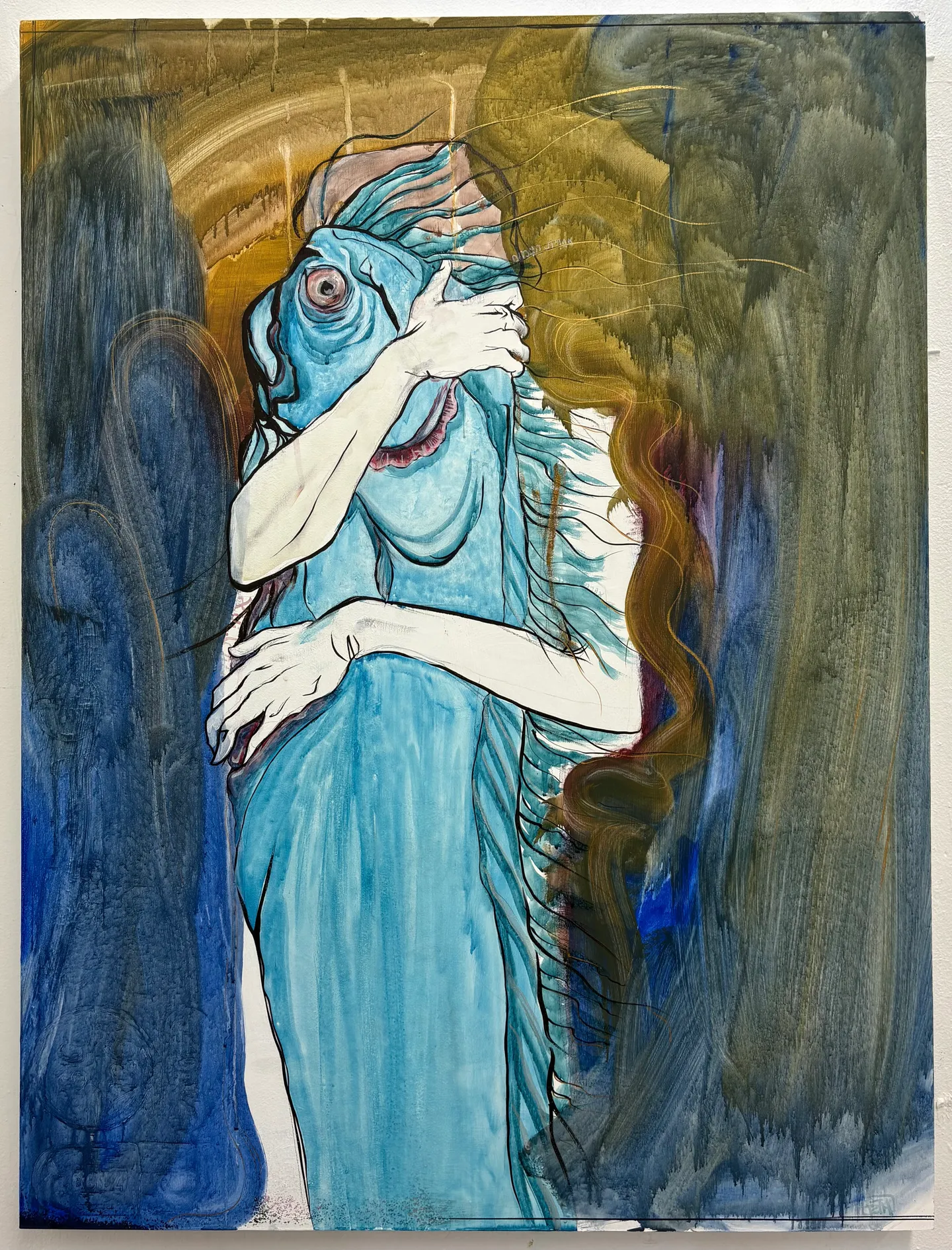 I Think I'll Embrace it (The End) (2025) — ink and oils on wood