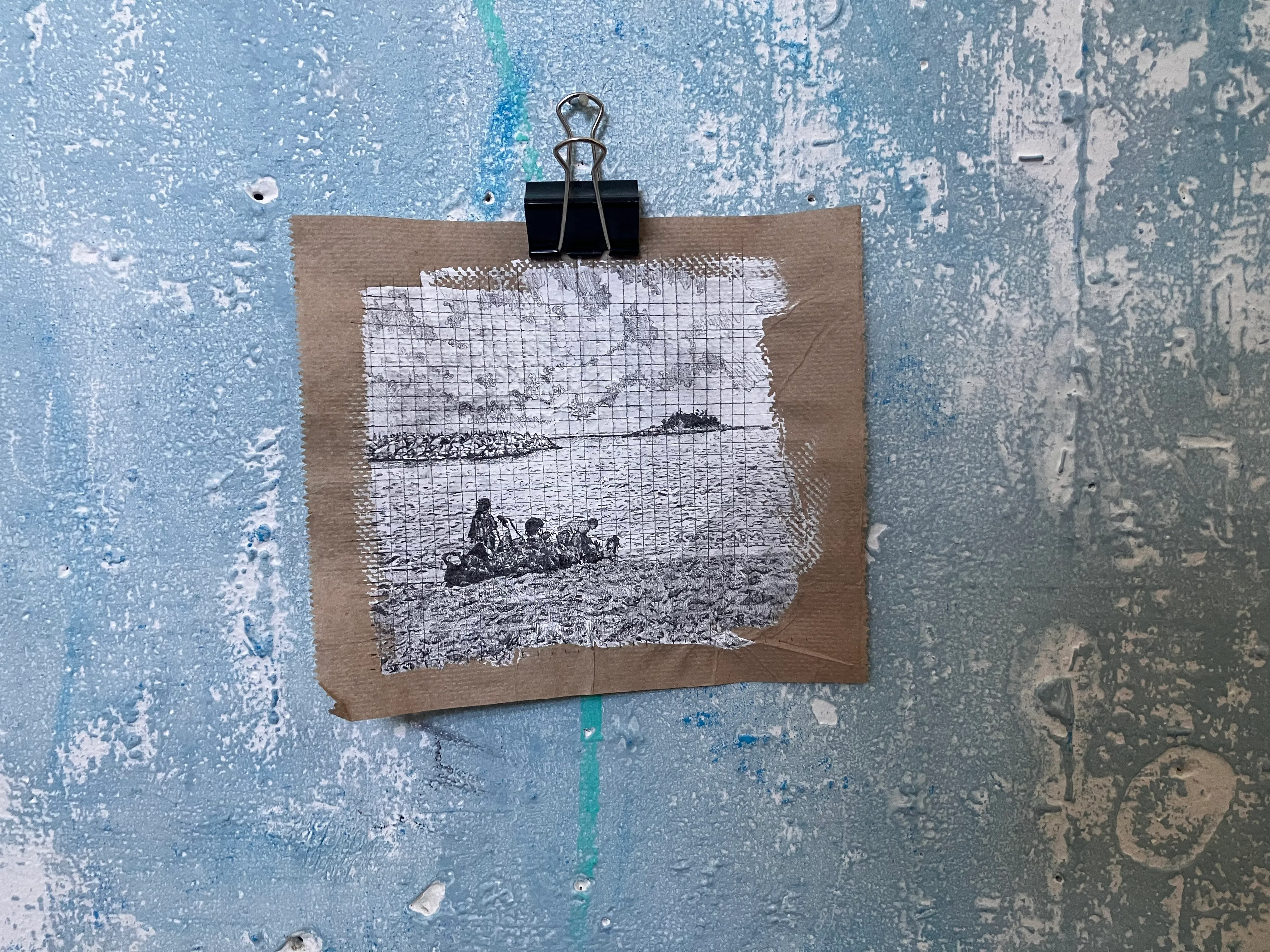 <em>Times I Felt Too Alive</em> (2025)<br>Graphite on paper towel